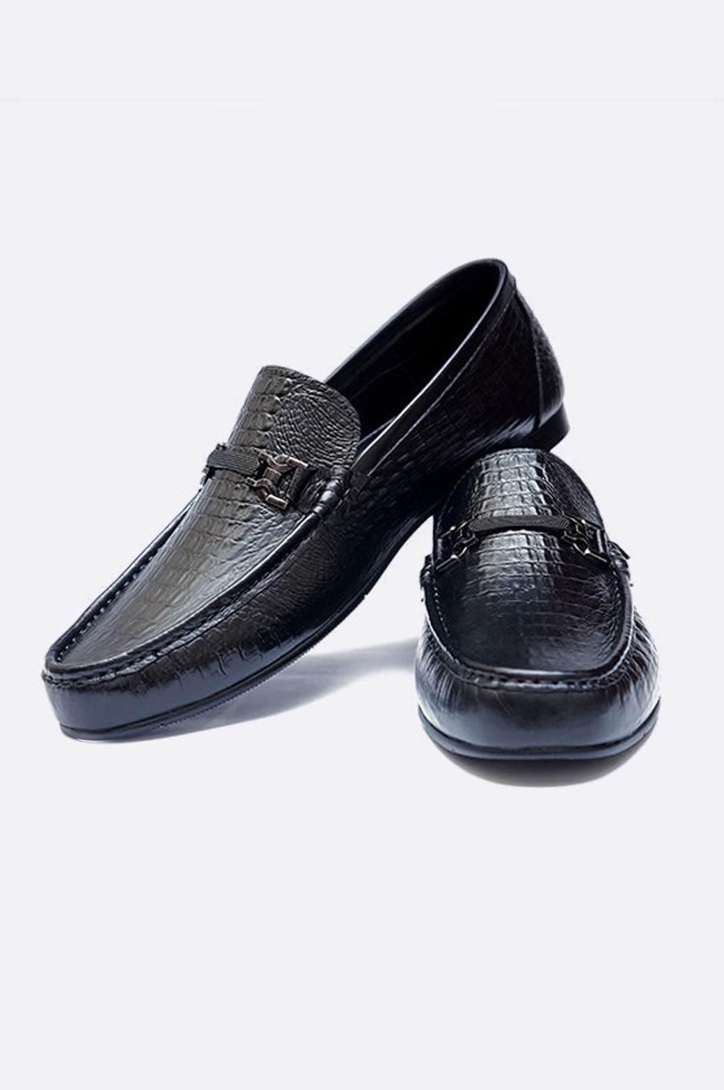 1697 BKA Black Snake Leather Moccasin