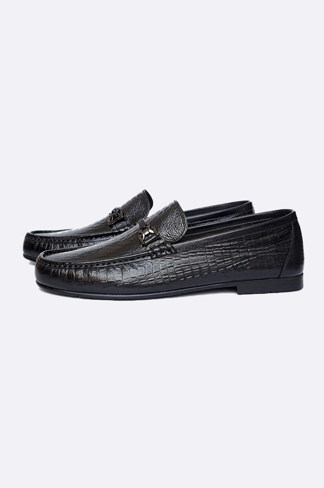 1697 BKA Black Snake Leather Moccasin